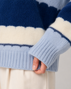 Women's Striped Color Block Knit Sweater - Crew Neck Relaxed Fit