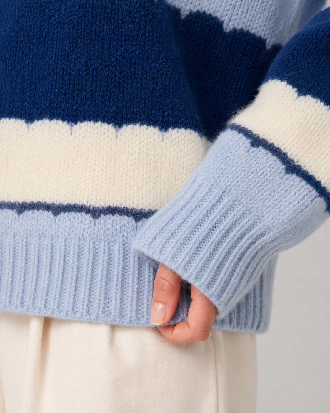 Women's Striped Color Block Knit Sweater - Crew Neck Relaxed Fit