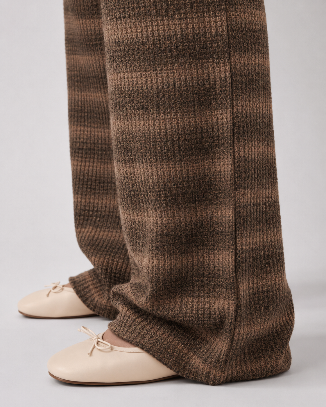 Women's Striped Knit Wide-Leg Sweatpants - Drawstring Waist
