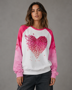 Women's Sweatshirt - Pink Butterfly Heart Raglan
