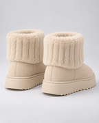 Women's Winter Ankle Boots - Plush-Trim Platform Sole