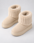 Women's Winter Ankle Boots - Plush-Trim Platform Sole