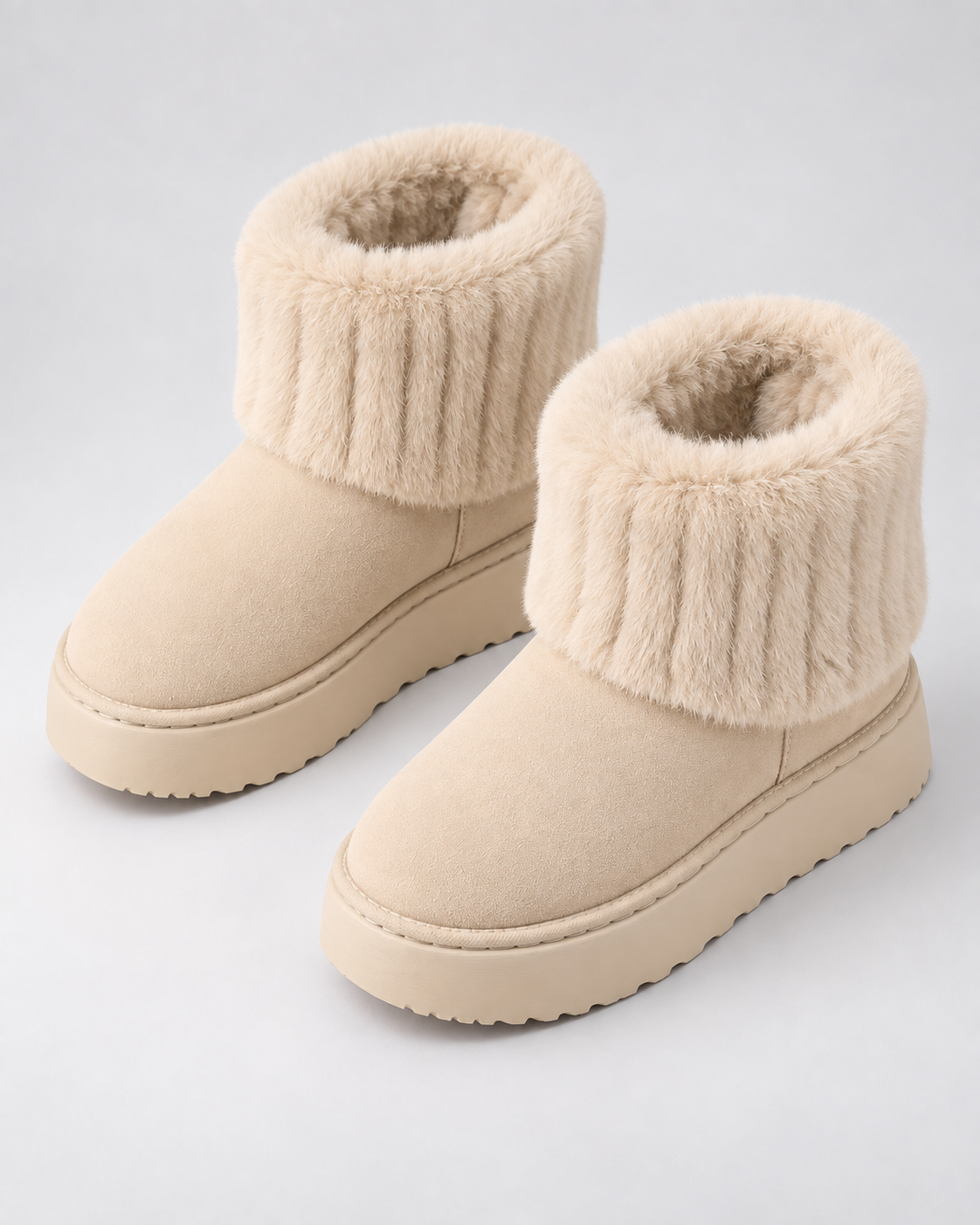 Women's Winter Ankle Boots - Plush-Trim Platform Sole