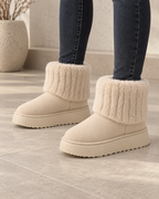 Women's Winter Ankle Boots - Plush-Trim Platform Sole