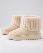 Women's Winter Ankle Boots - Plush-Trim Platform Sole