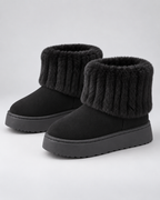 Women's Winter Ankle Boots - Plush-Trim Platform Sole