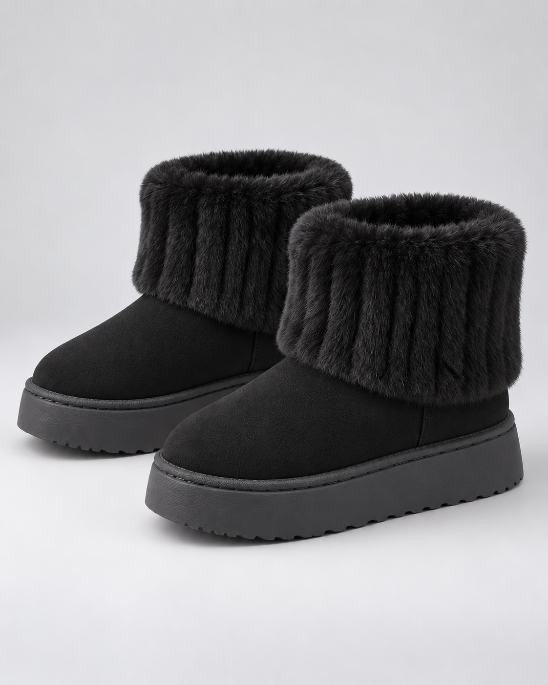 Women's Winter Ankle Boots - Plush-Trim Platform Sole