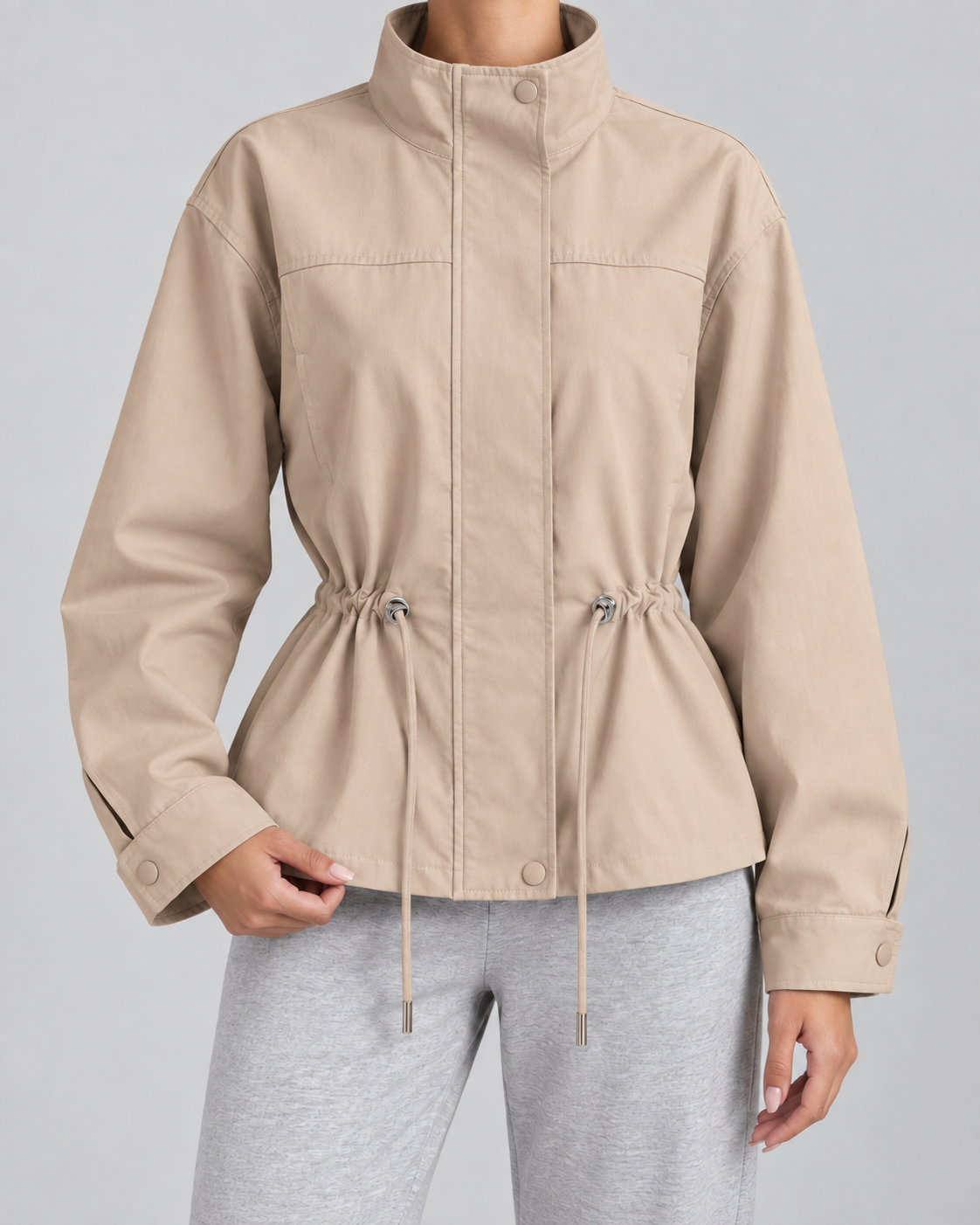 Women's Zip-Front Jacket - Drawstring Waist