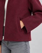 Women's Zip Jacket - Wool-Look Point Collar