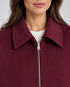Women's Zip Jacket - Wool-Look Point Collar