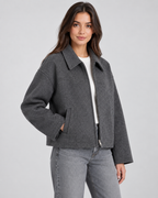 Women's Zip Jacket - Wool-Look Point Collar
