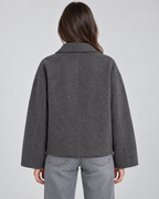 Women's Zip Jacket - Wool-Look Point Collar