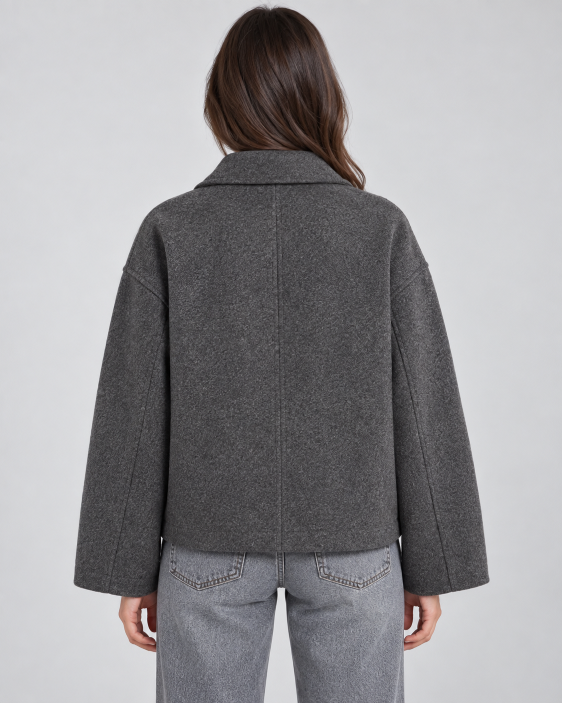 Women's Zip Jacket - Wool-Look Point Collar