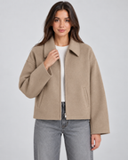 Women's Zip Jacket - Wool-Look Point Collar