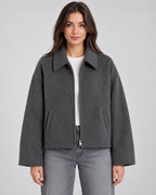 Women's Zip Jacket - Wool-Look Point Collar