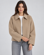 Women's Zip Jacket - Wool-Look Point Collar