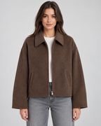 Women's Zip Jacket - Wool-Look Point Collar