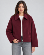 Women's Zip Jacket - Wool-Look Point Collar