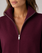 Women's Zip-Up Knit Cardigan Funnel Neck