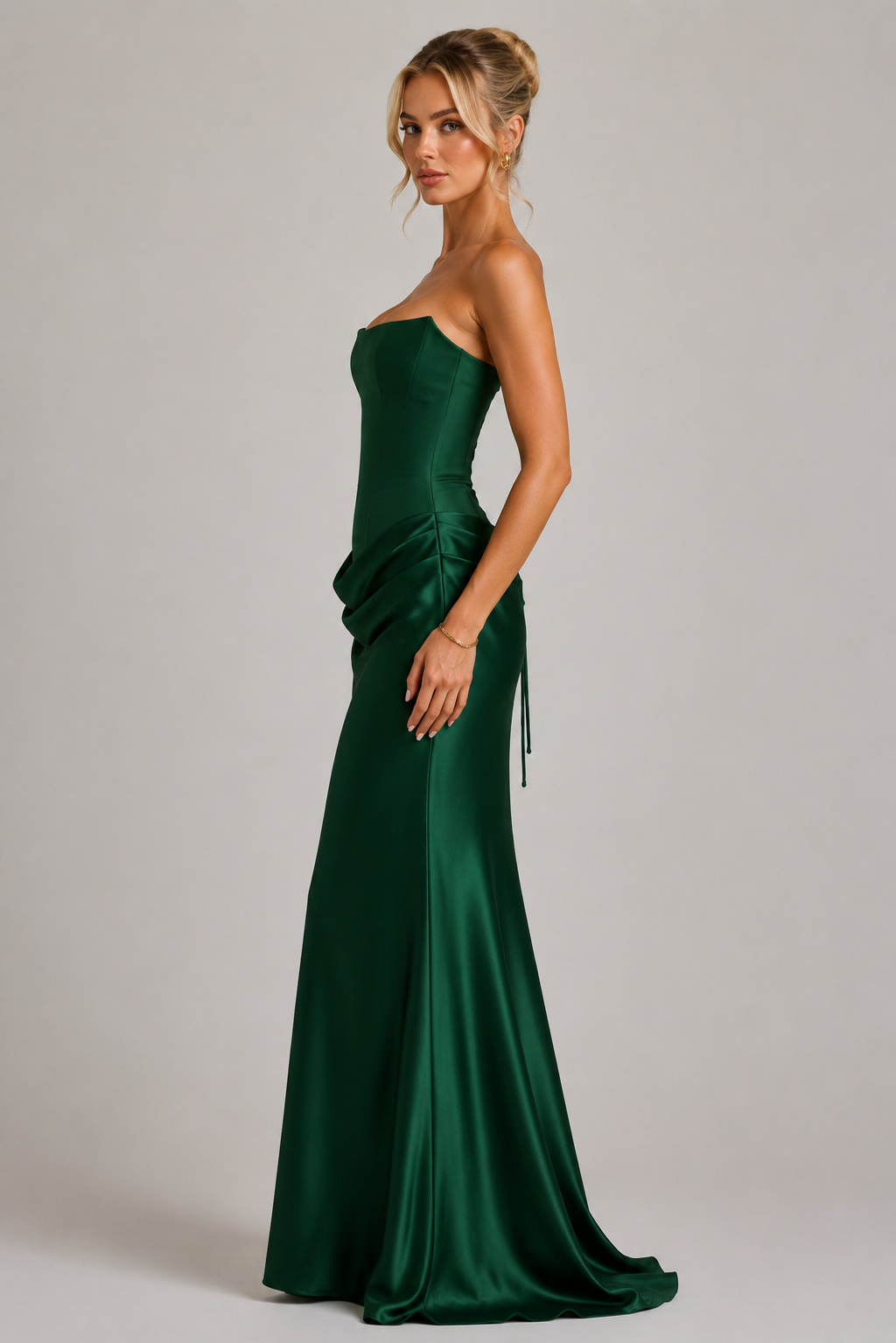 Women's Strapless Corset Satin Maxi Dress – Formal Evening Gown